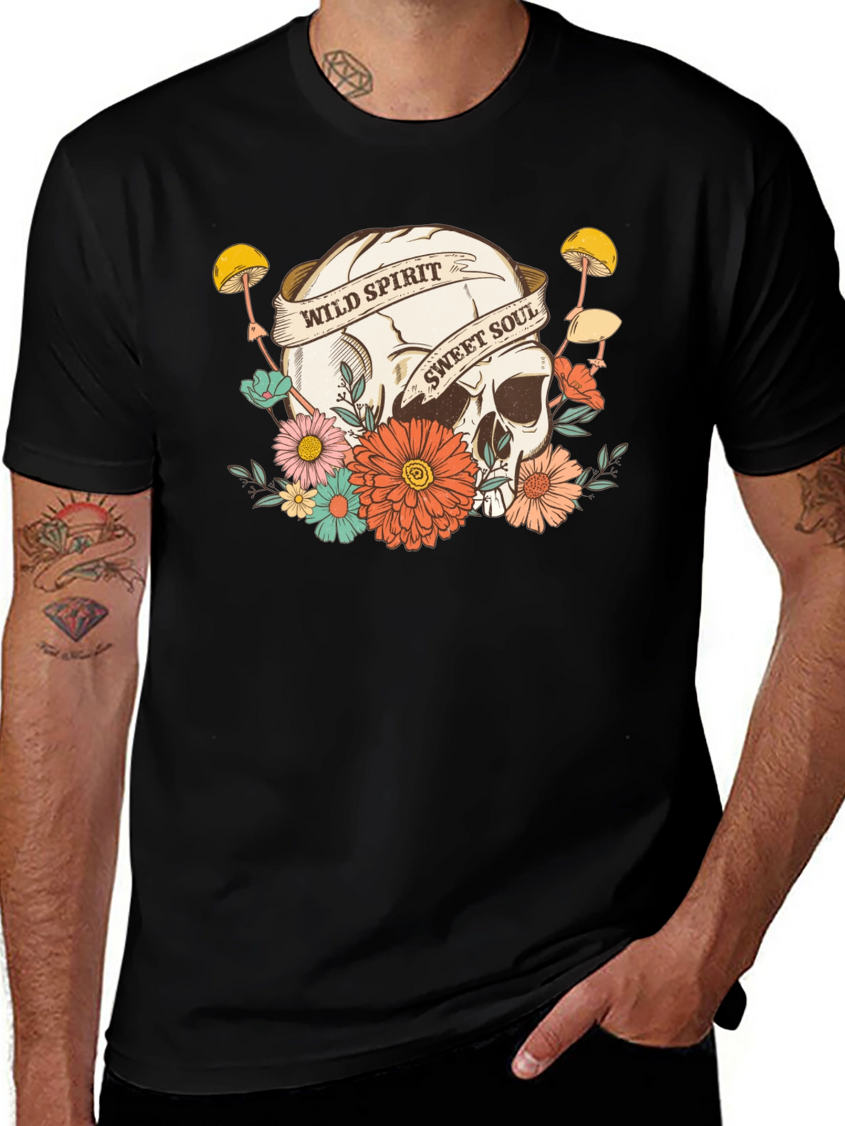 Wild Spirit Skull Graphic T-Shirt