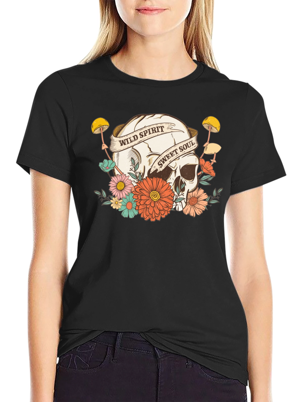 Wild Spirit Skull Graphic T-Shirt