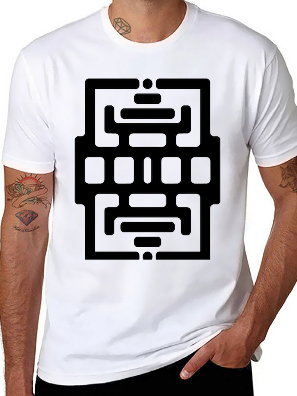 Modern Geometric Graphic Black T-Shirt