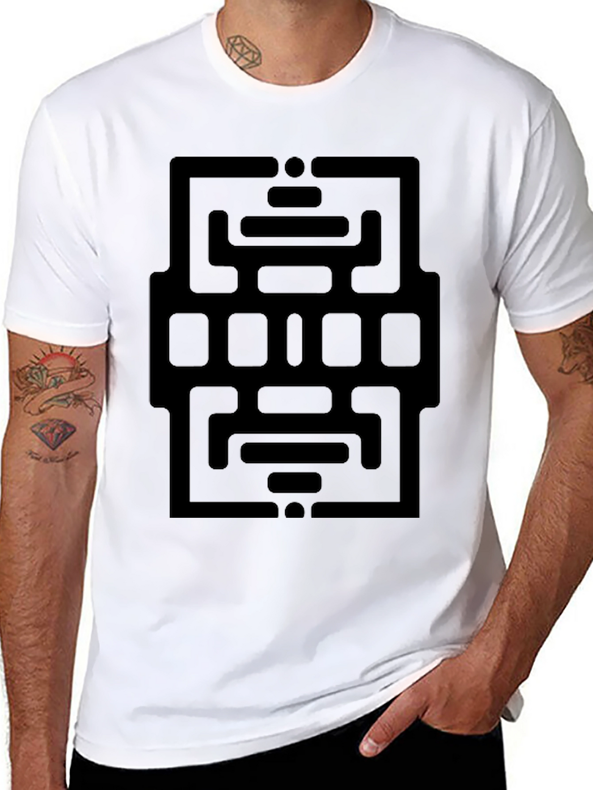 Modern Geometric Graphic Black T-Shirt
