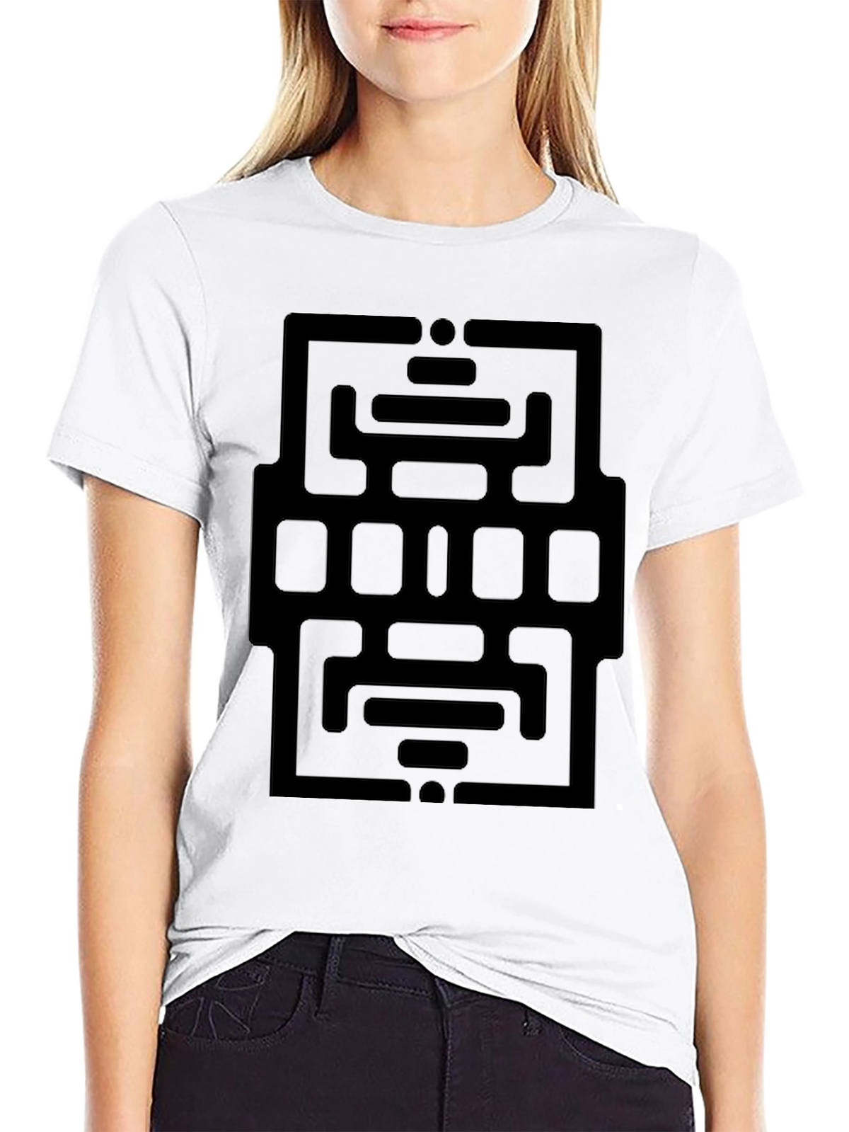 Modern Geometric Graphic Black T-Shirt