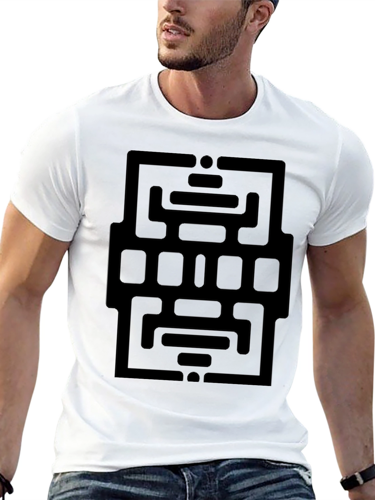 Modern Geometric Graphic Black T-Shirt