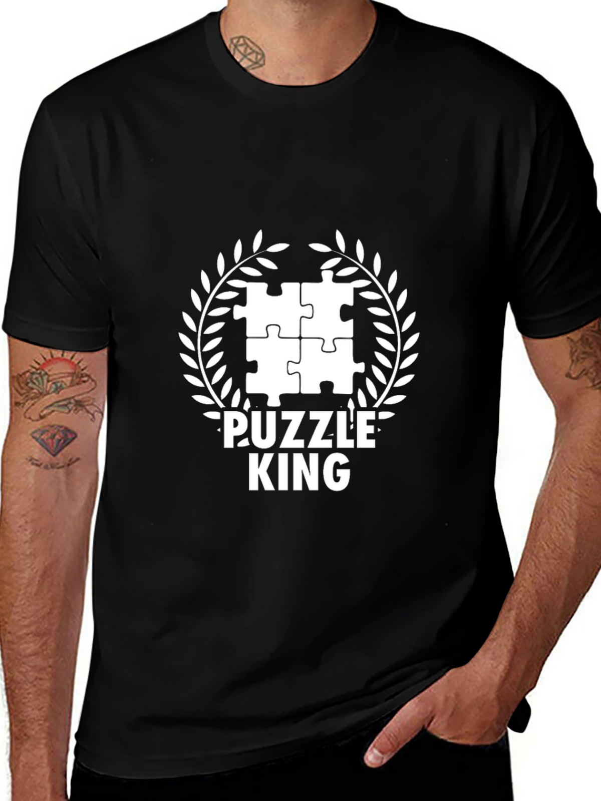 Puzzle King T-Shirt - Black Graphic Tee