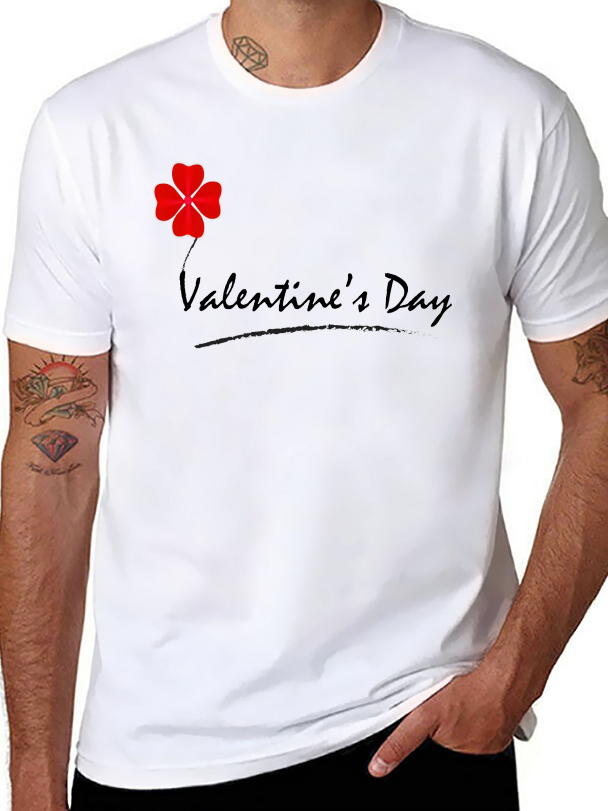 Valentines Day Clover T-Shirt - Mens Black Tee
