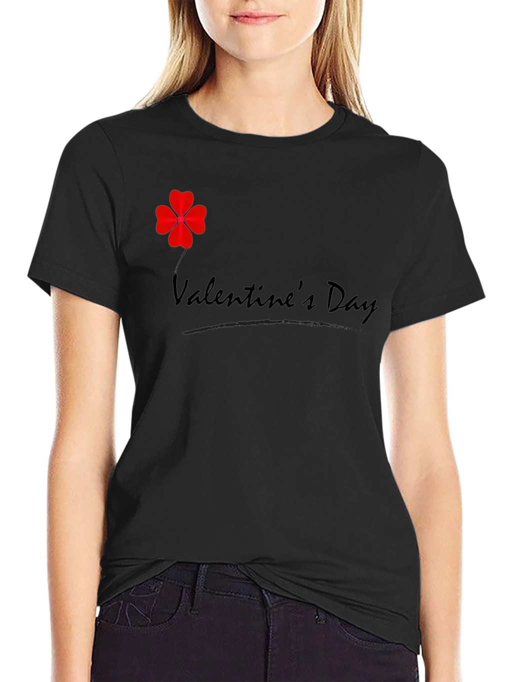 Valentines Day Clover T-Shirt - Mens Black Tee