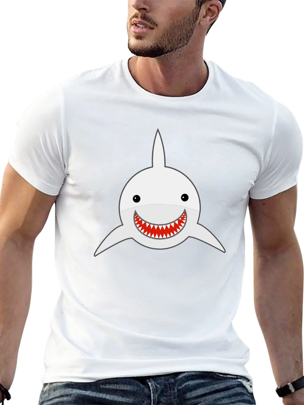 Shark Smile T-Shirt - Black Cotton Tee