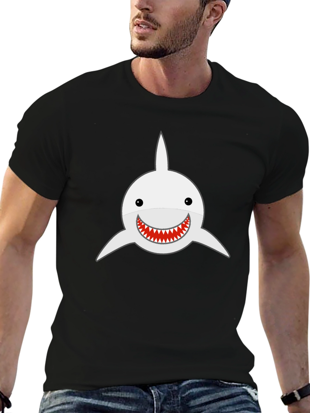 Shark Smile T-Shirt - Black Cotton Tee
