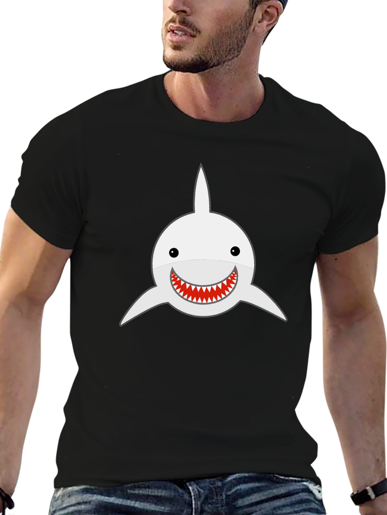 Shark Smile T-Shirt - Black Cotton Tee