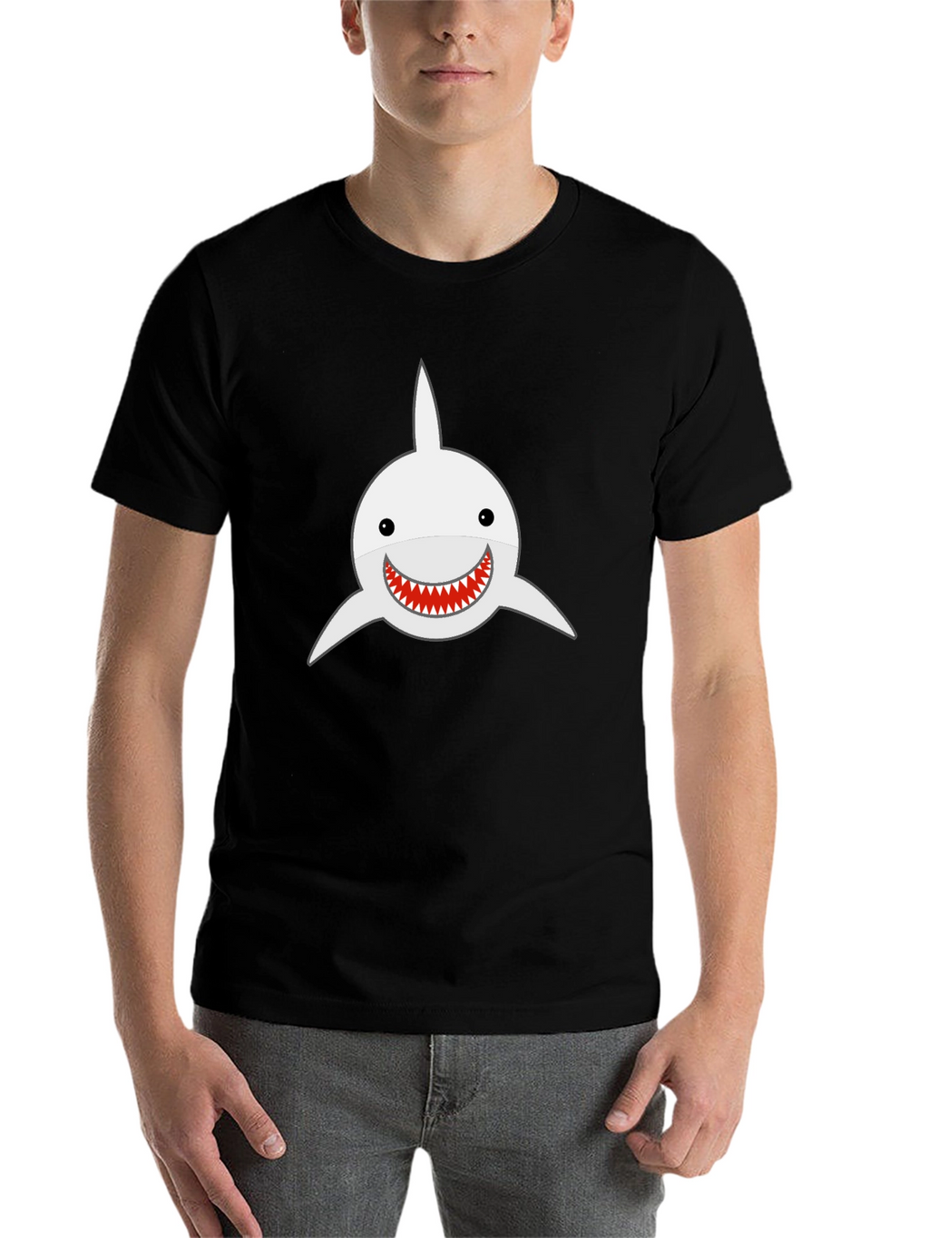 Shark Smile T-Shirt - Black Cotton Tee