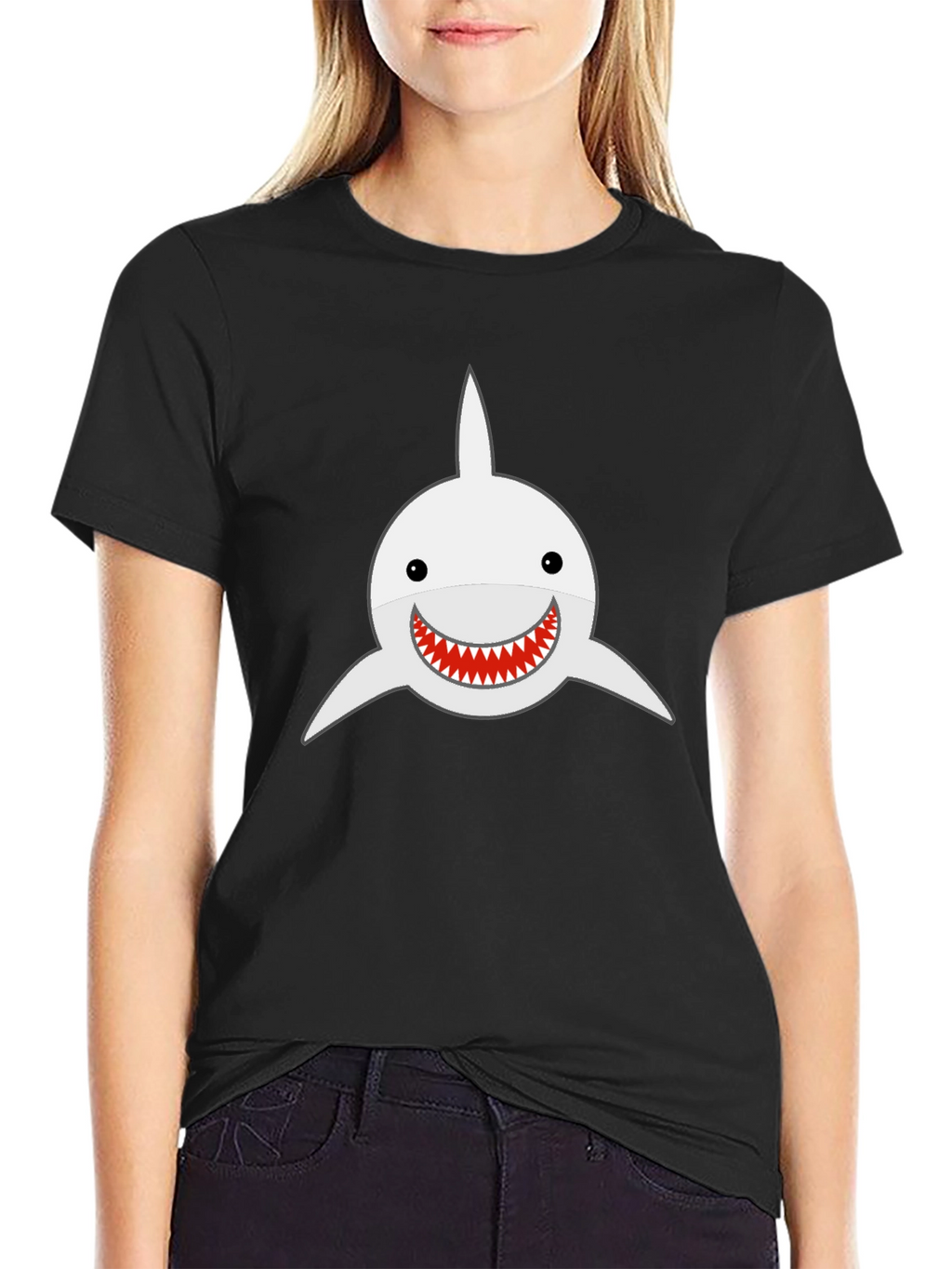 Shark Smile T-Shirt - Black Cotton Tee