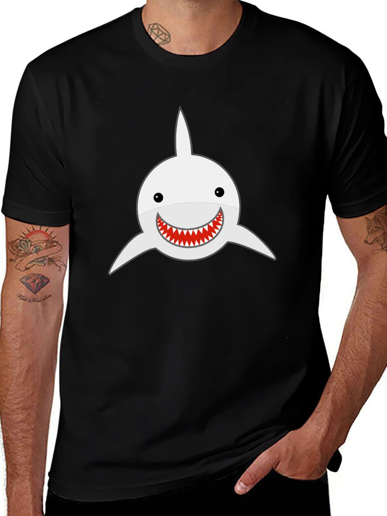Shark Smile T-Shirt - Black Cotton Tee