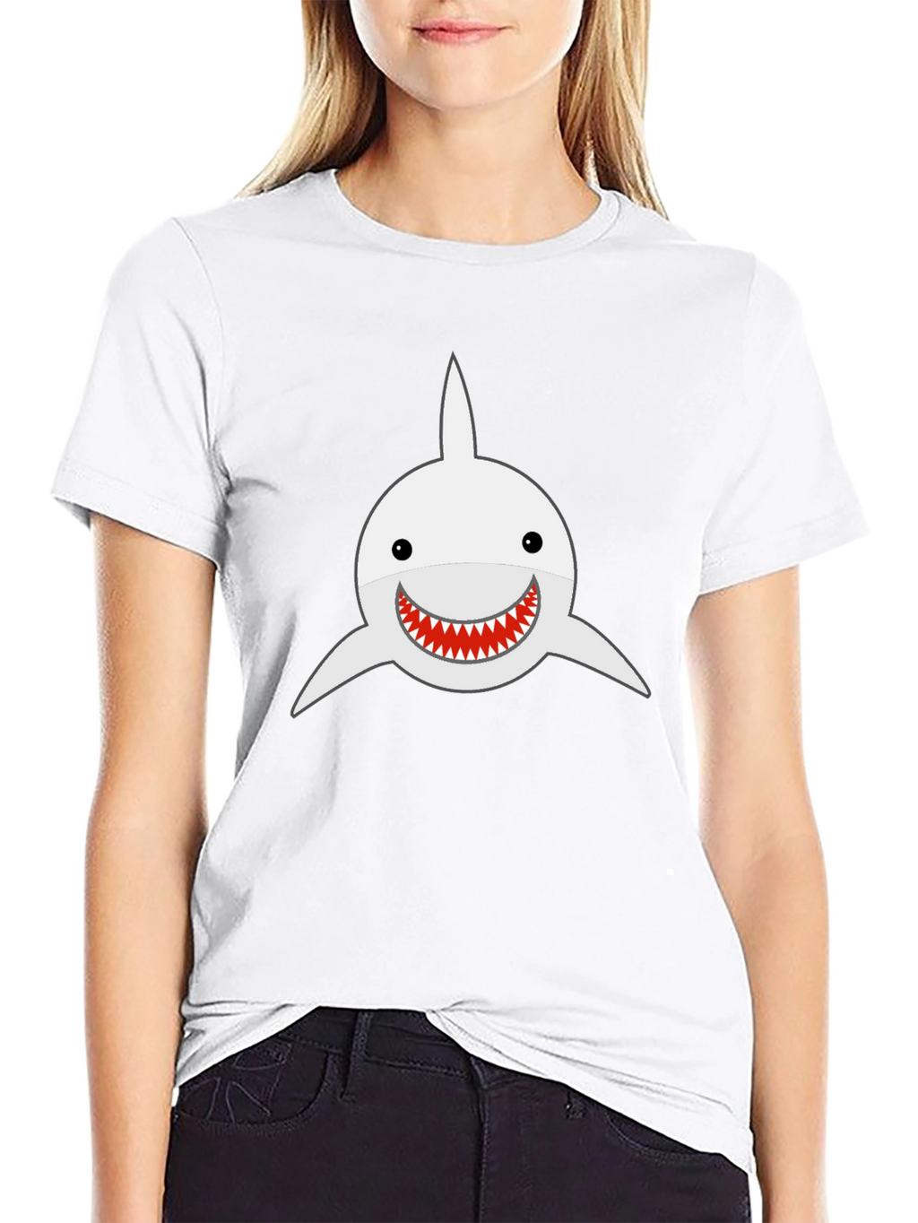 Shark Smile T-Shirt - Black Cotton Tee