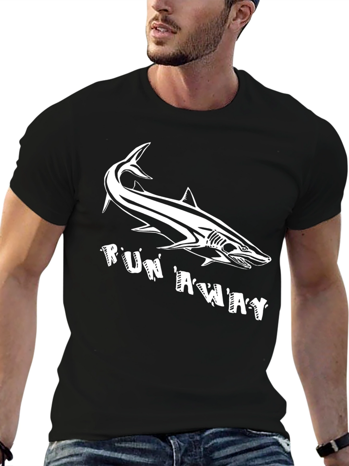 Shark Run Away Graphic Tee