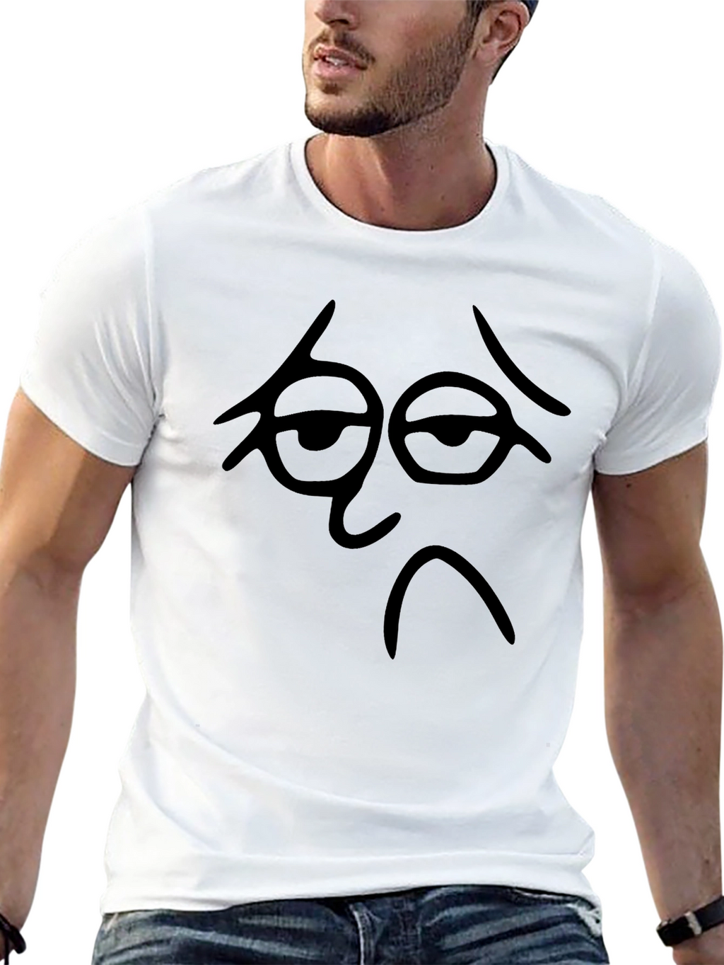 Sad Face Graphic Black T-Shirt - Casual Tee
