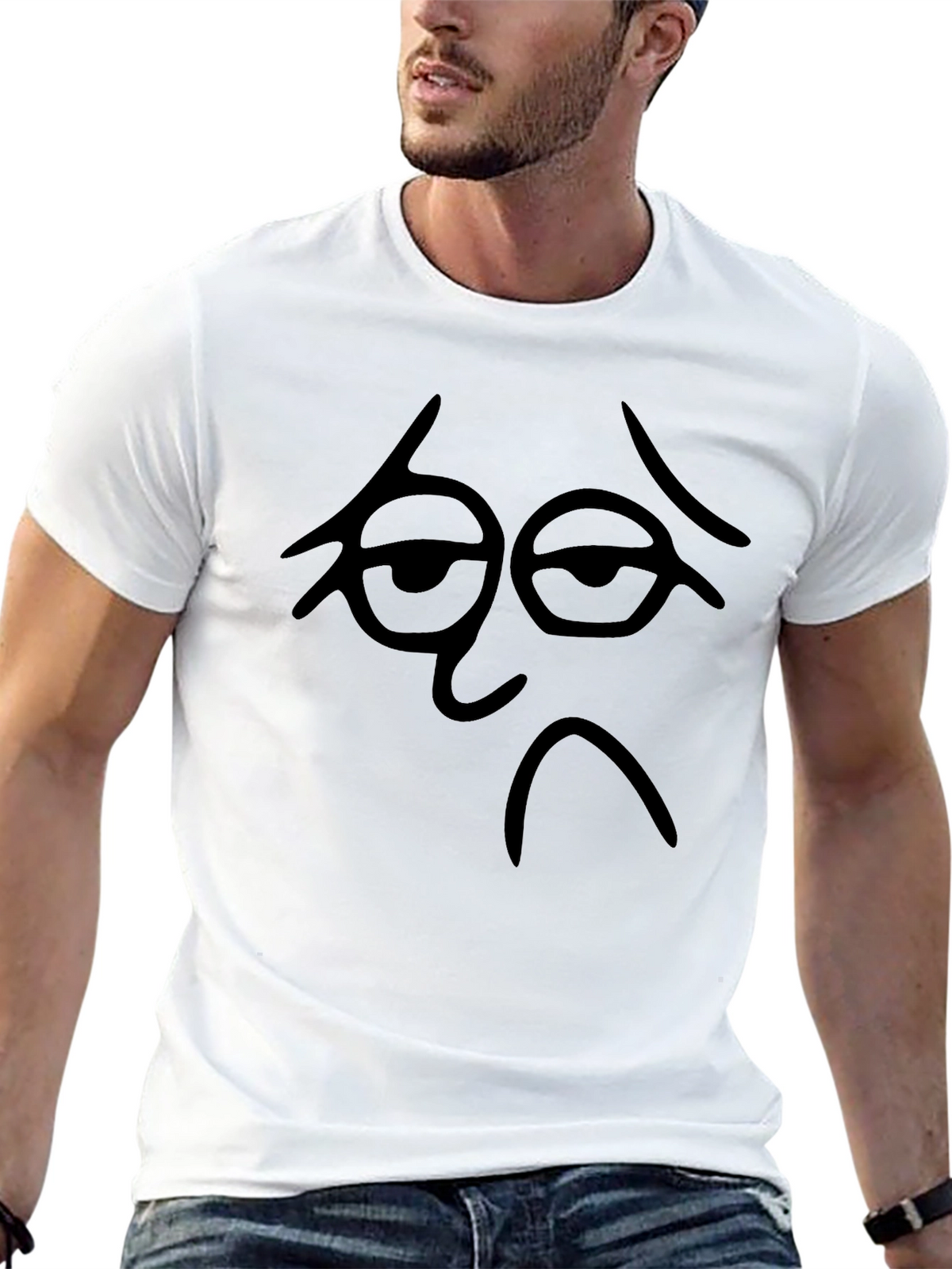 Sad Face Graphic Black T-Shirt - Casual Tee