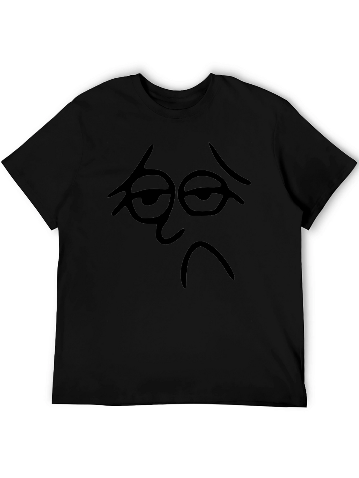 Sad Face Graphic Black T-Shirt - Casual Tee