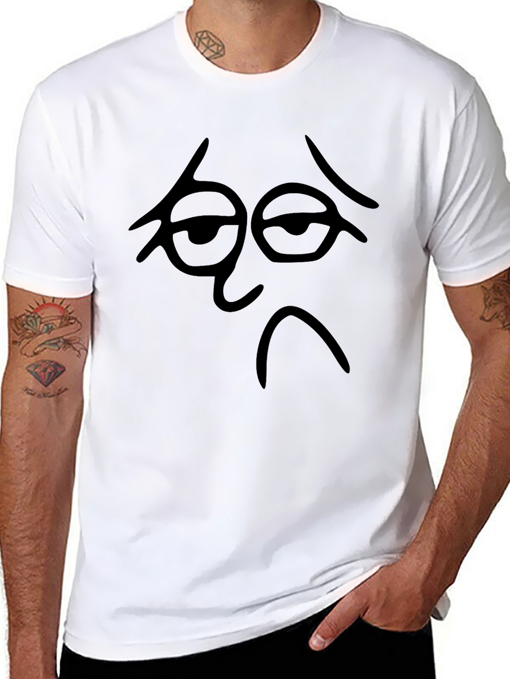 Sad Face Graphic Black T-Shirt - Casual Tee