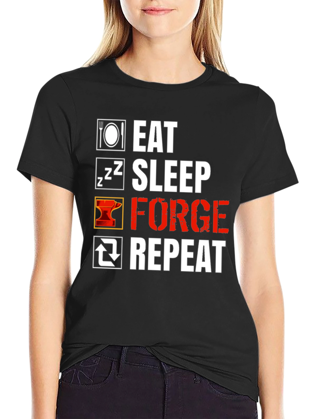 Eat Sleep Forge Repeat Black T-Shirt