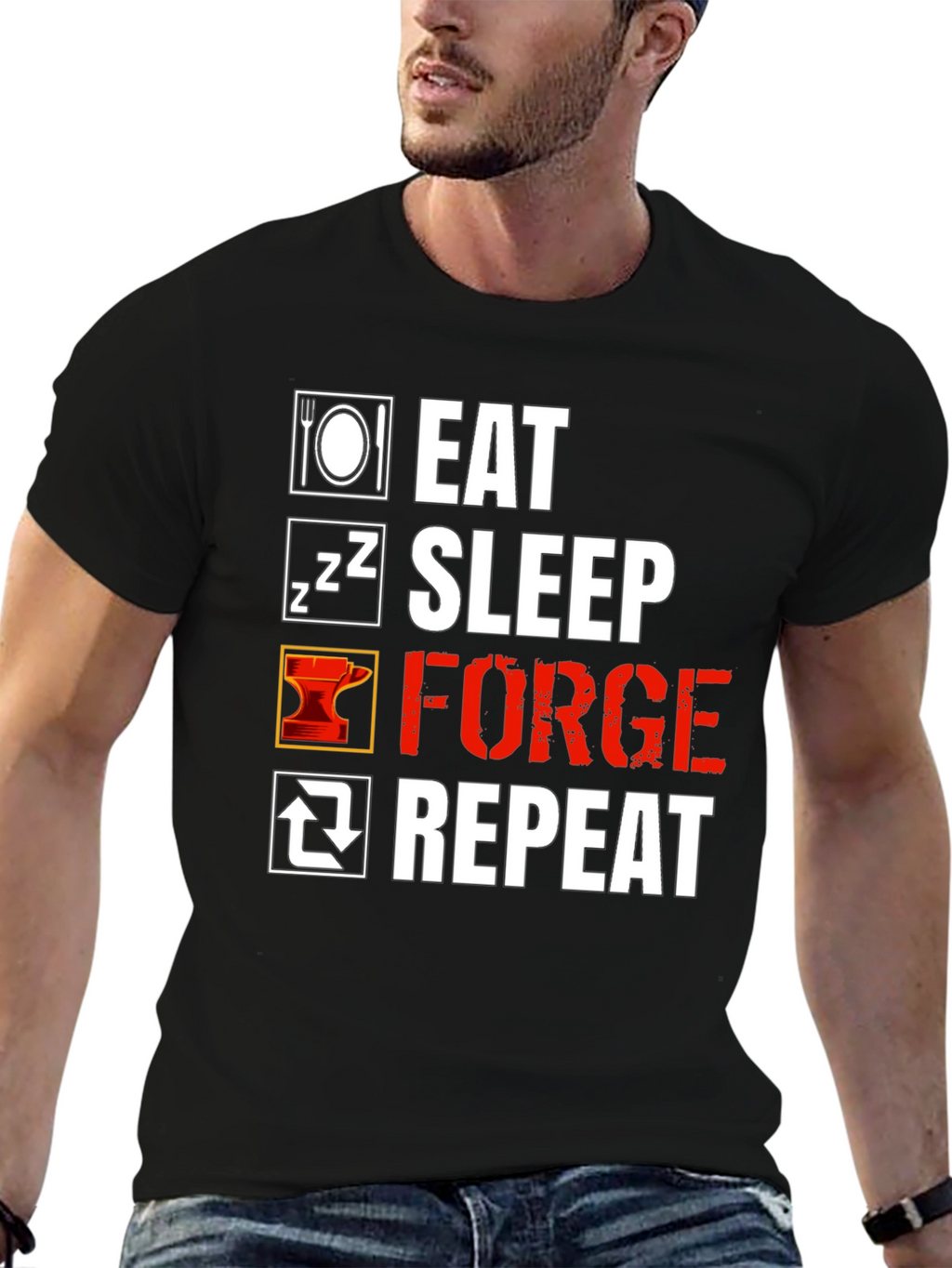 Eat Sleep Forge Repeat Black T-Shirt
