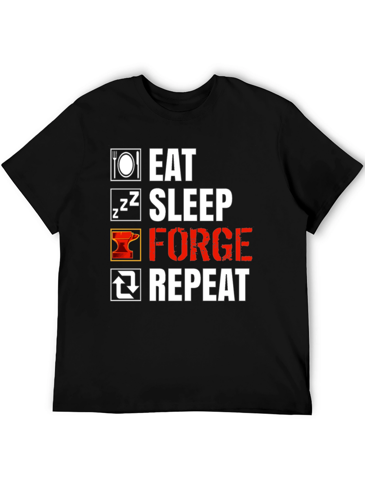 Eat Sleep Forge Repeat Black T-Shirt