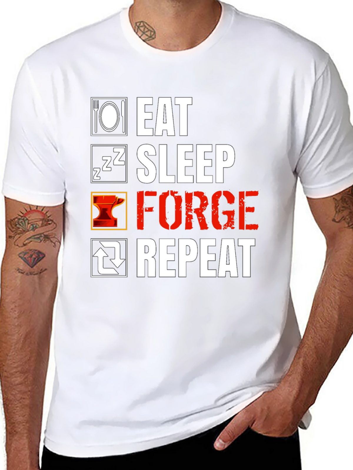 Eat Sleep Forge Repeat Black T-Shirt