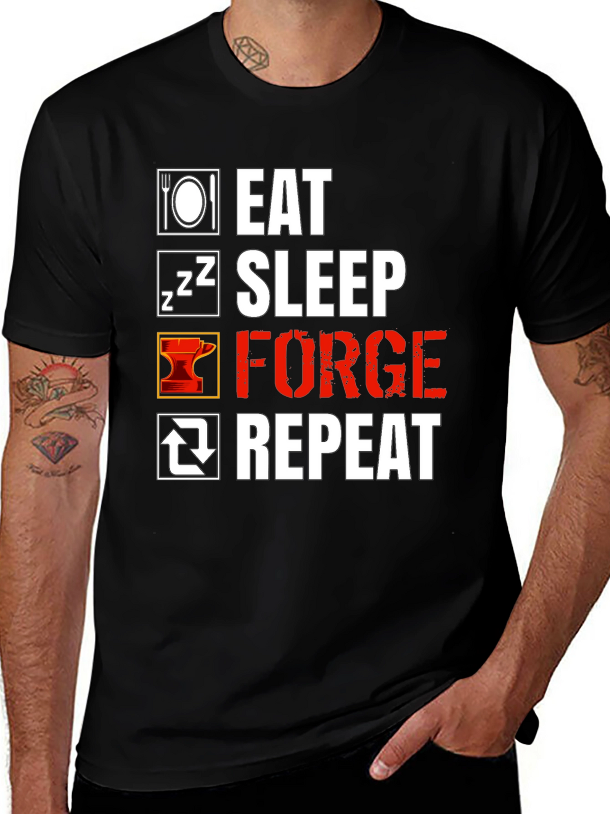 Eat Sleep Forge Repeat Black T-Shirt