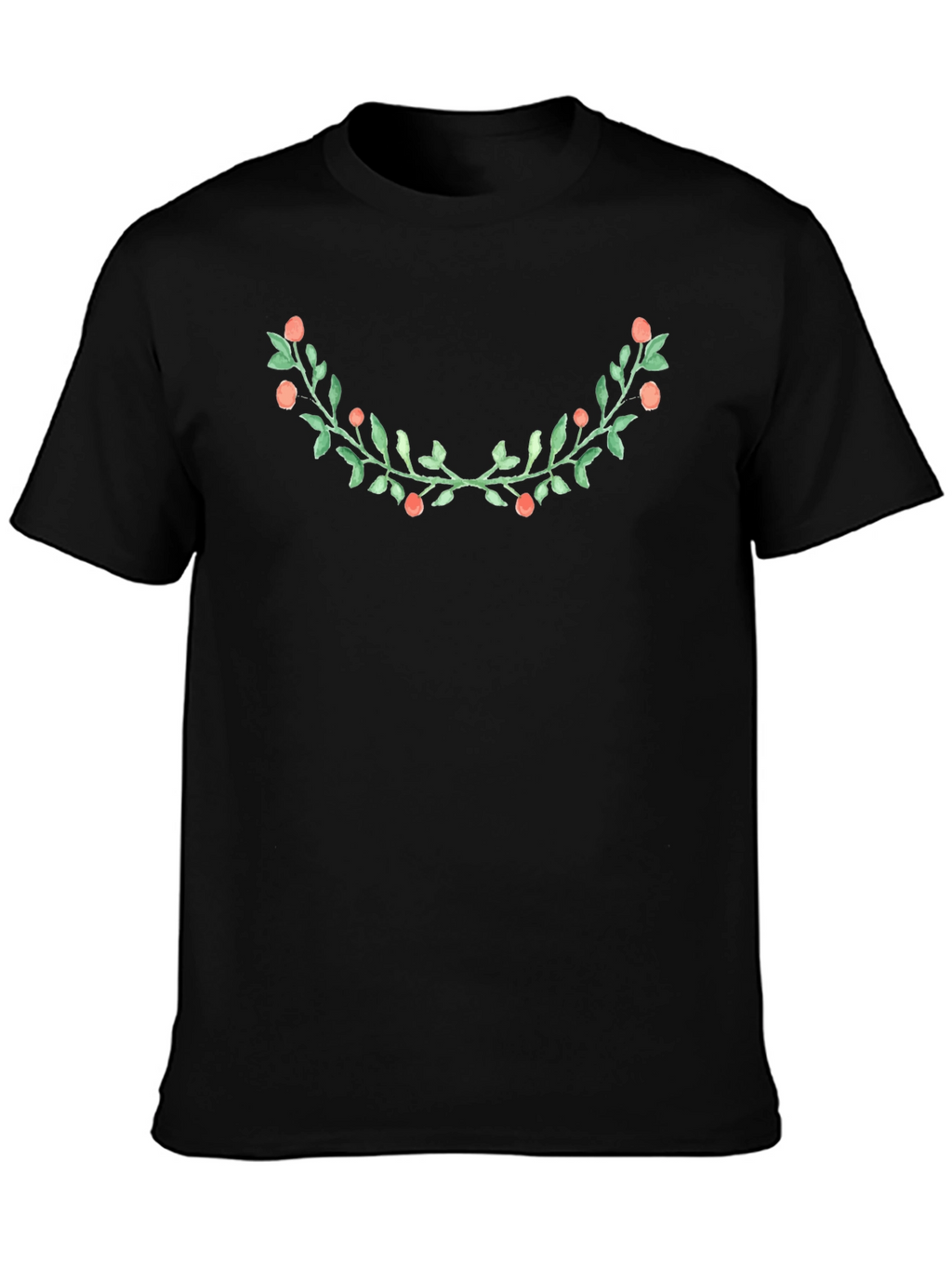 Floral Wreath Graphic Black Tee