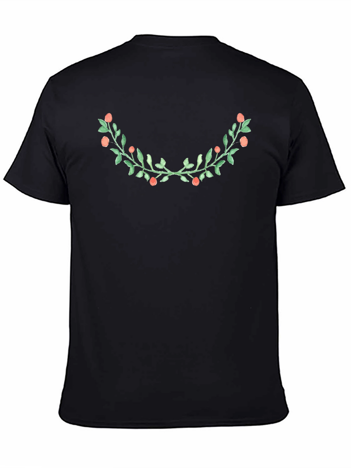 Floral Wreath Graphic Black Tee