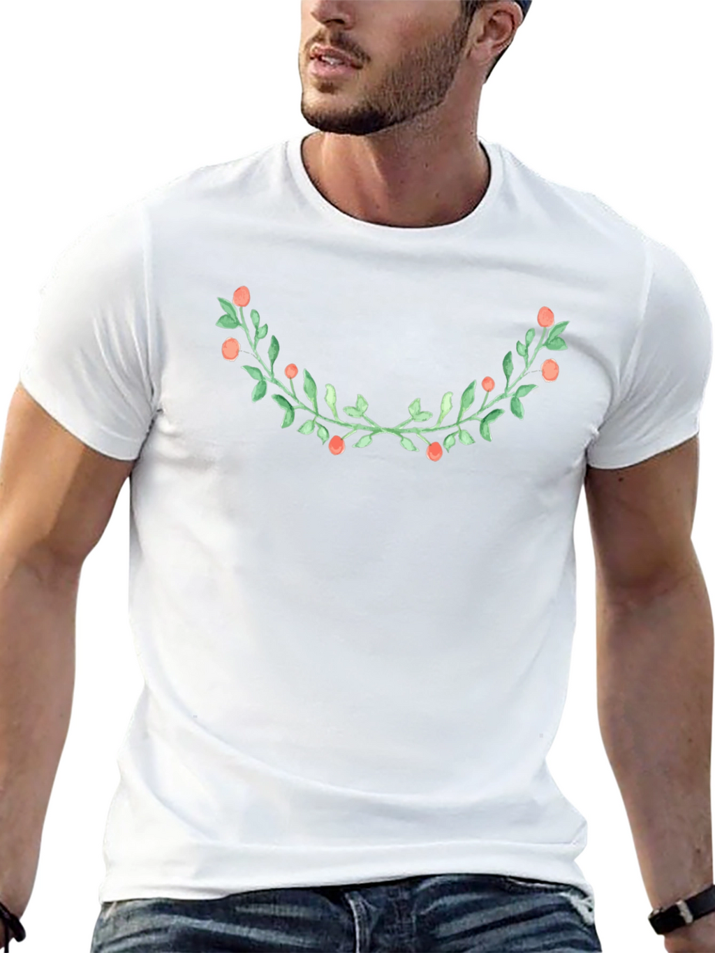 Floral Wreath Graphic Black Tee