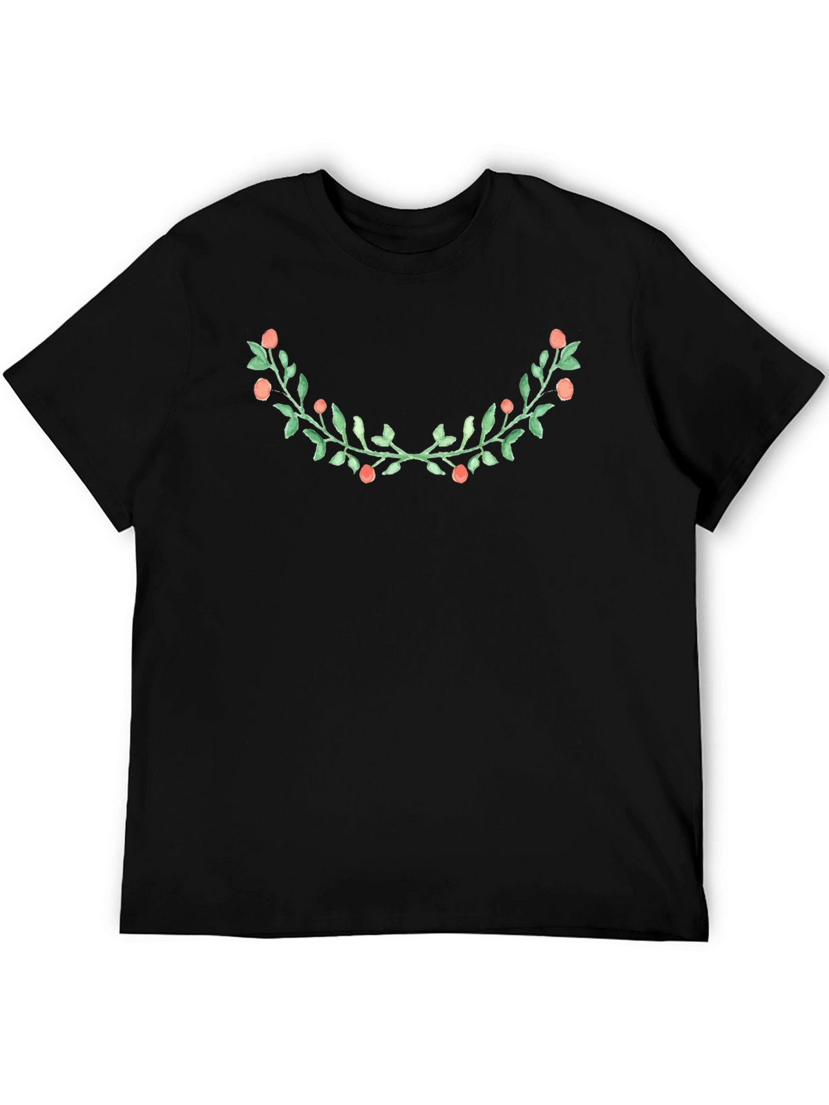 Floral Wreath Graphic Black Tee