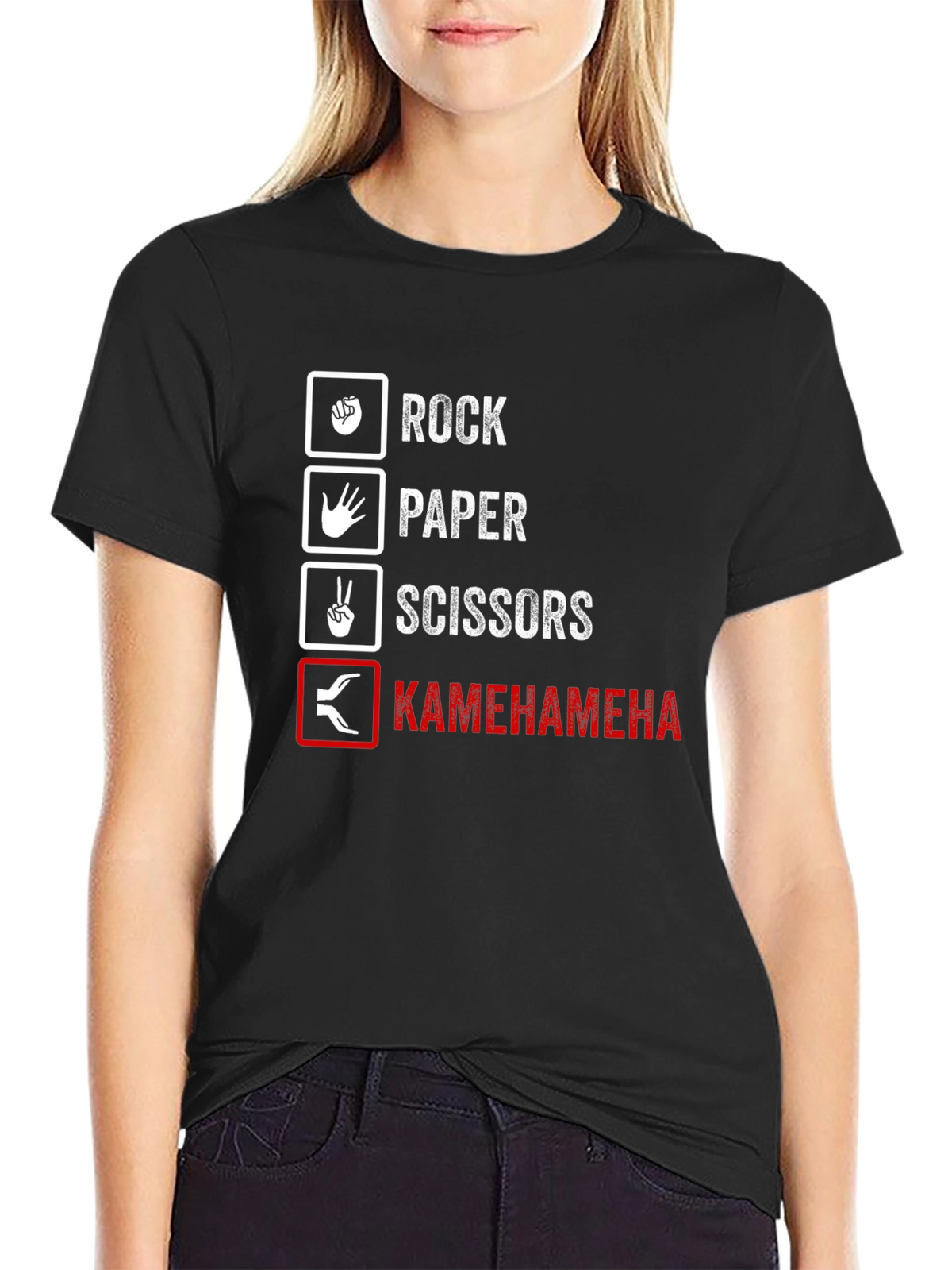 Rock Paper Scissors Kamehameha Funny T-Shirt