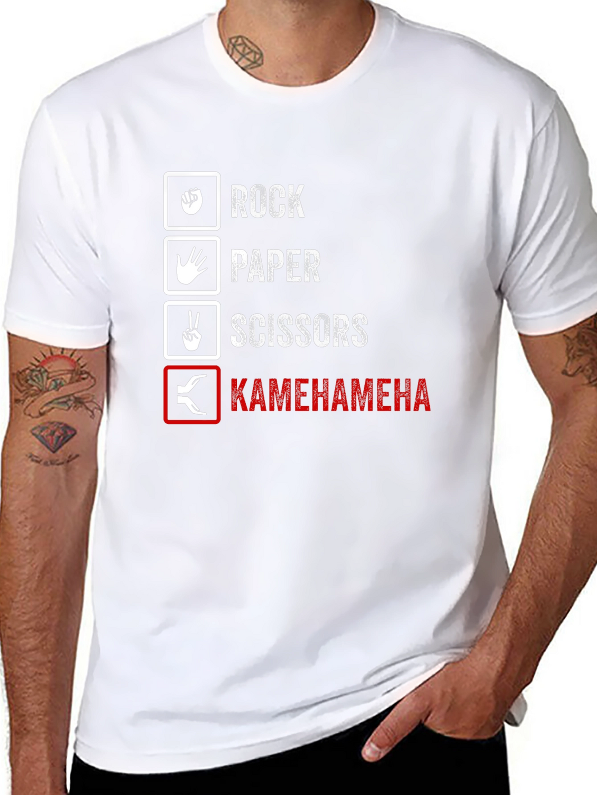 Rock Paper Scissors Kamehameha Funny T-Shirt