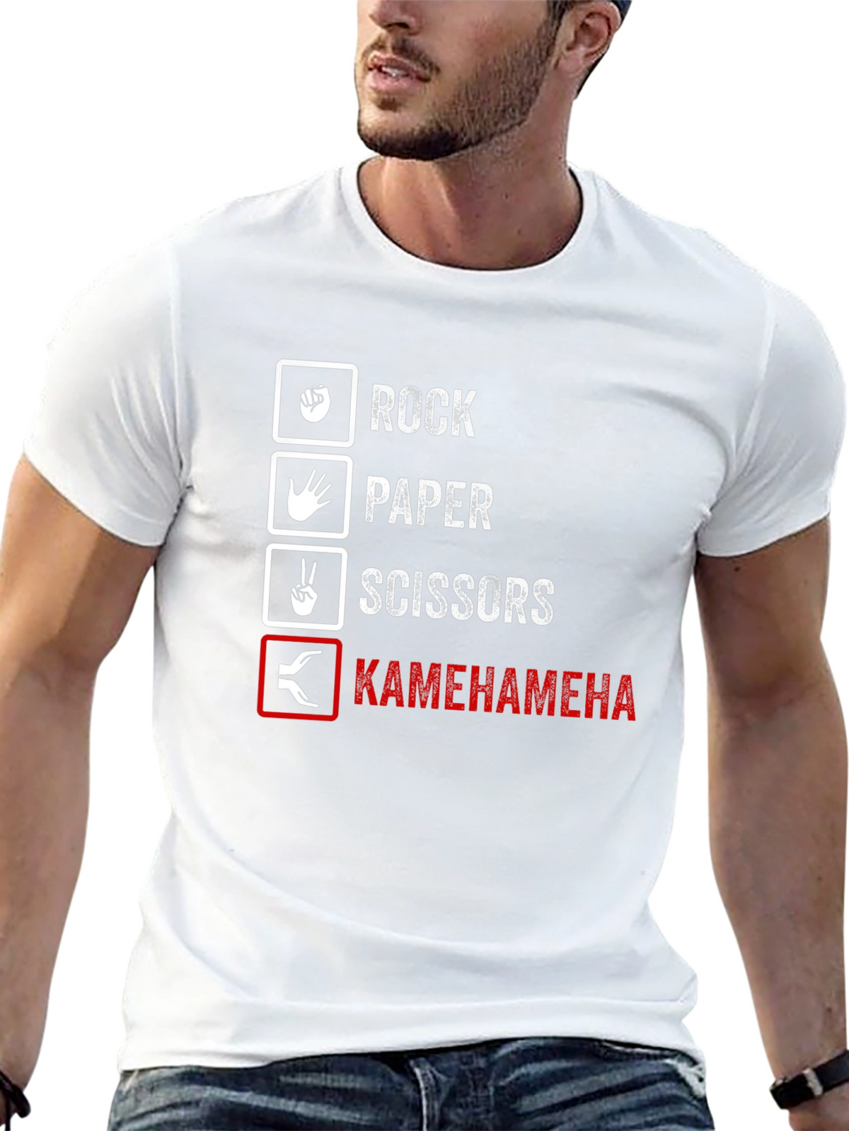 Rock Paper Scissors Kamehameha Funny T-Shirt