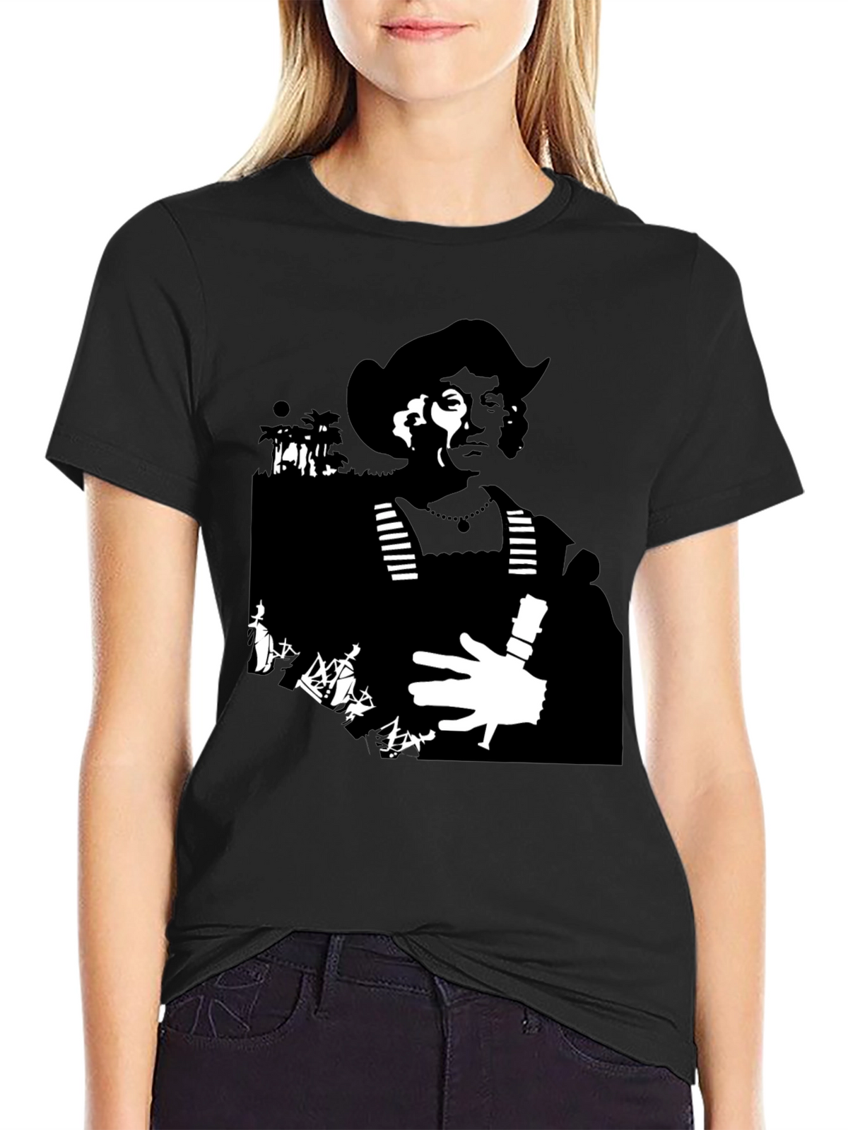 Silhouette Graphic Tee - Black Cotton Blend
