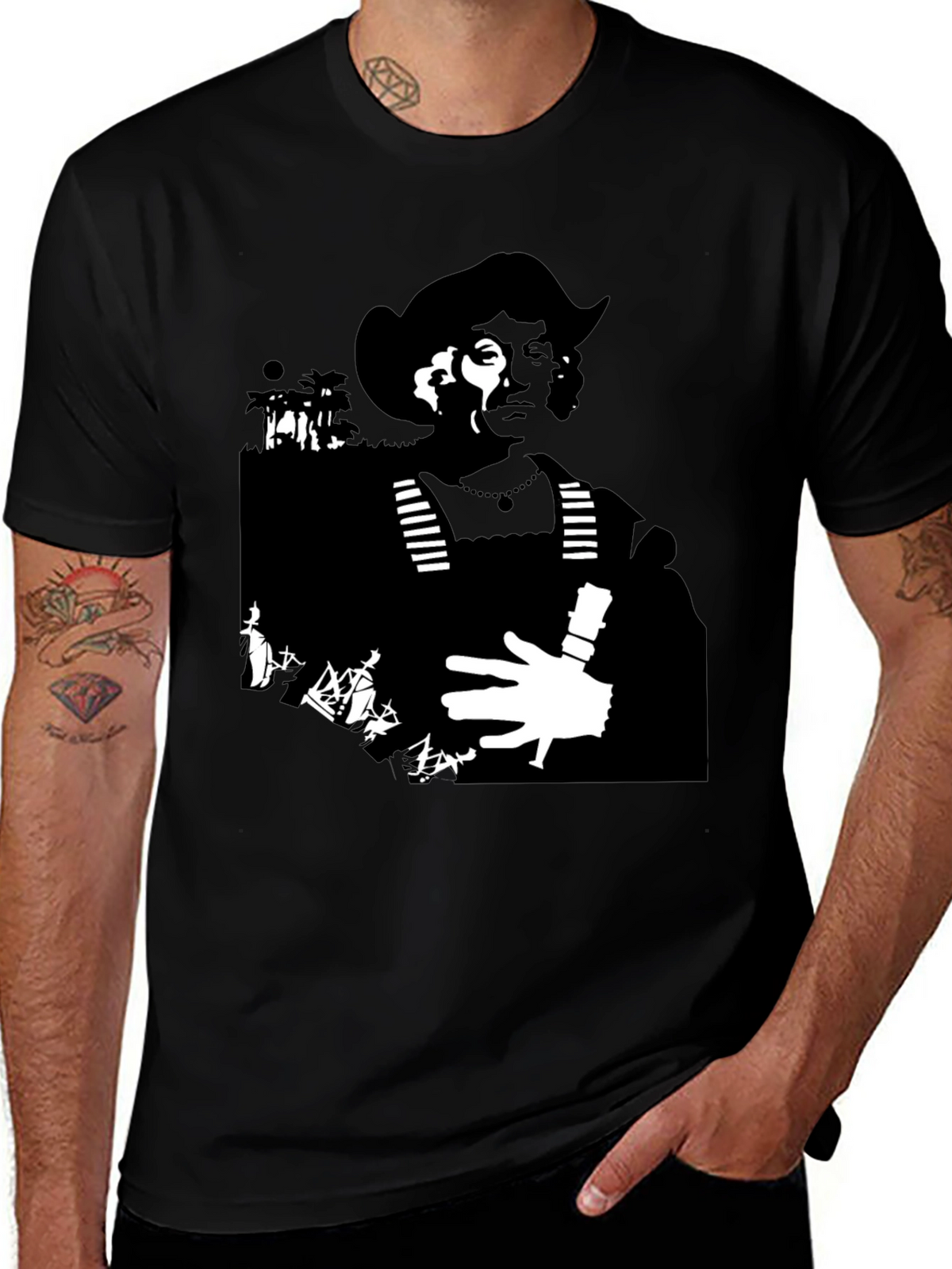 Silhouette Graphic Tee - Black Cotton Blend