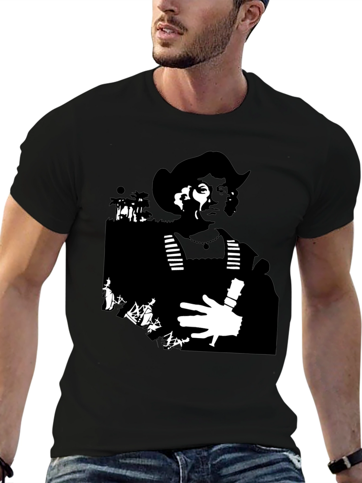 Silhouette Graphic Tee - Black Cotton Blend