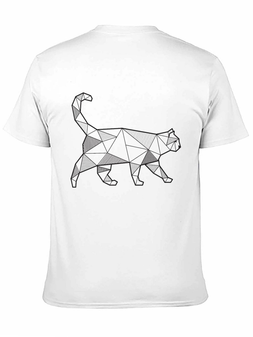 Geometric Cat Print Black T-Shirt