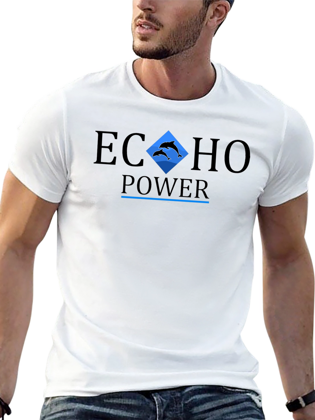 Echo Power Graphic Print Black T-Shirt