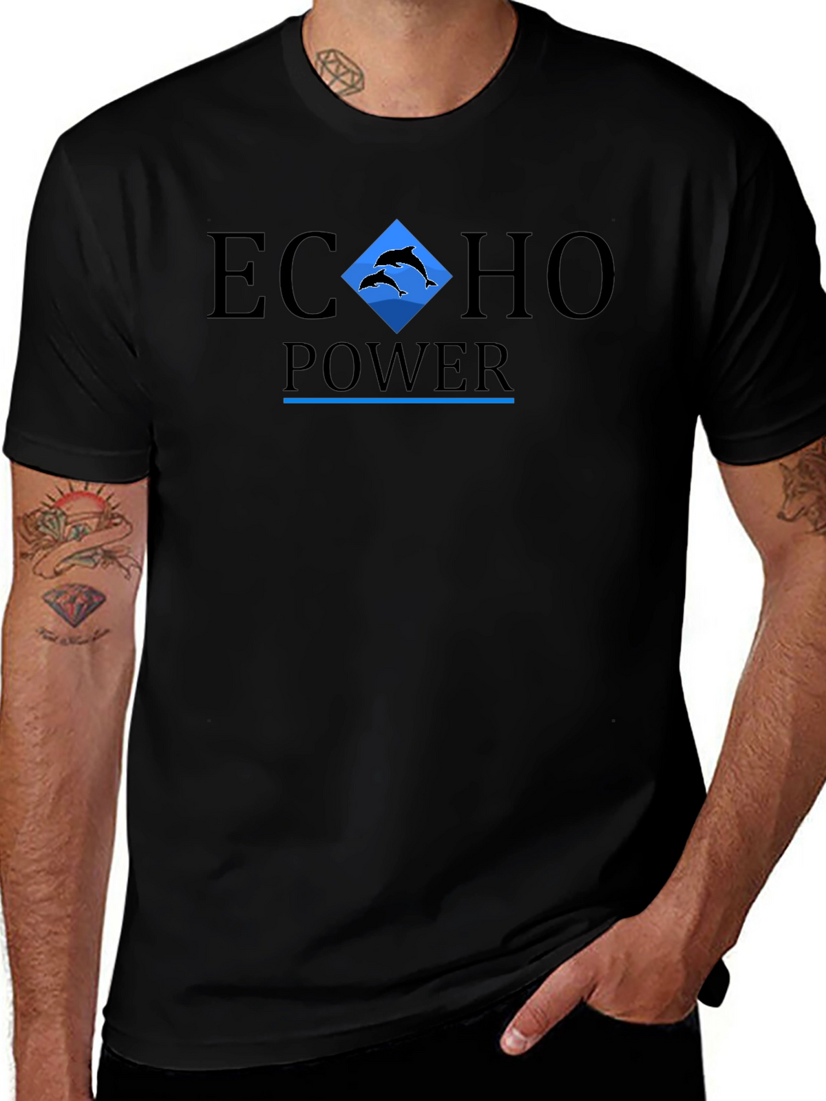 Echo Power Graphic Print Black T-Shirt