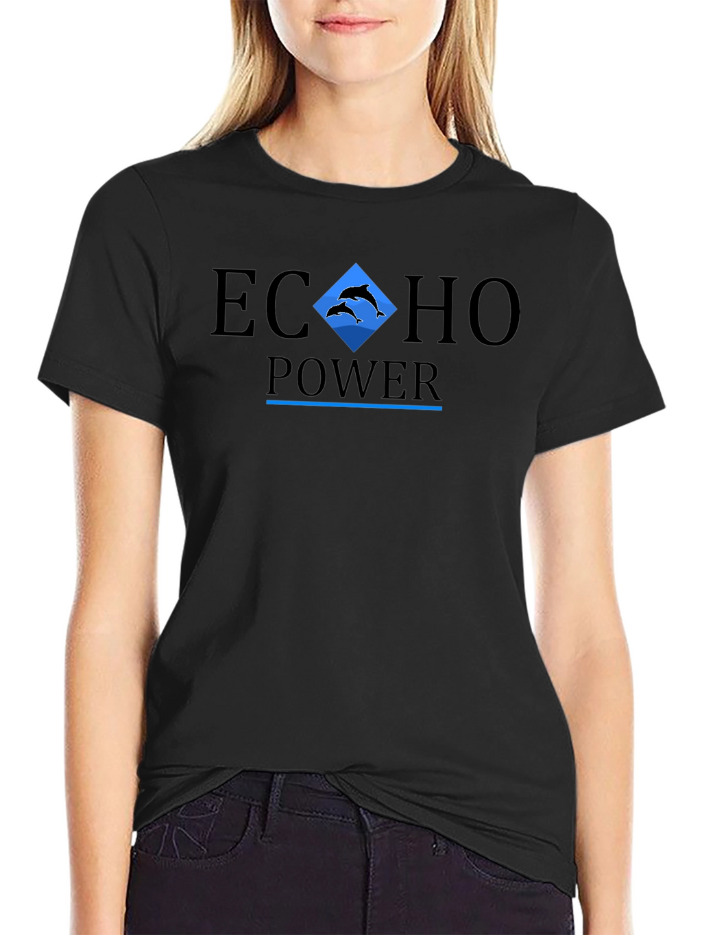 Echo Power Graphic Print Black T-Shirt