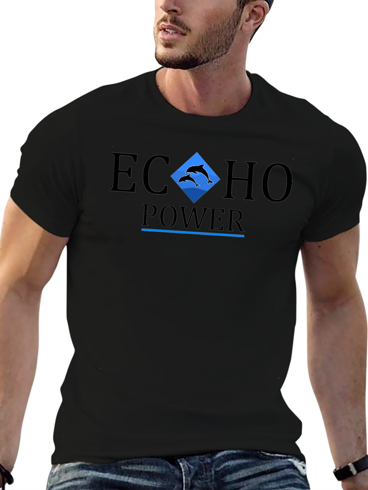Echo Power Graphic Print Black T-Shirt