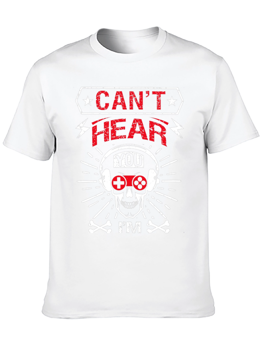 Cant Hear You Gamer Skull Graphic T-Shirt