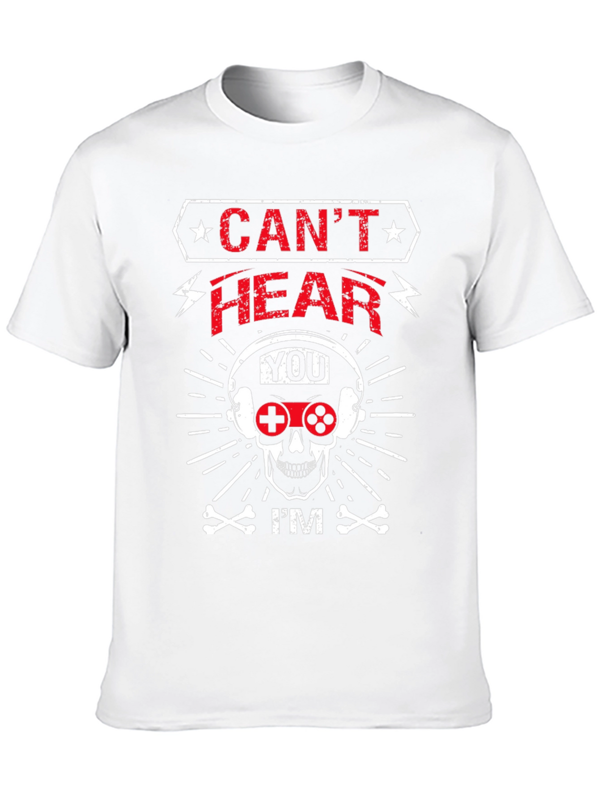 Cant Hear You Gamer Skull Graphic T-Shirt