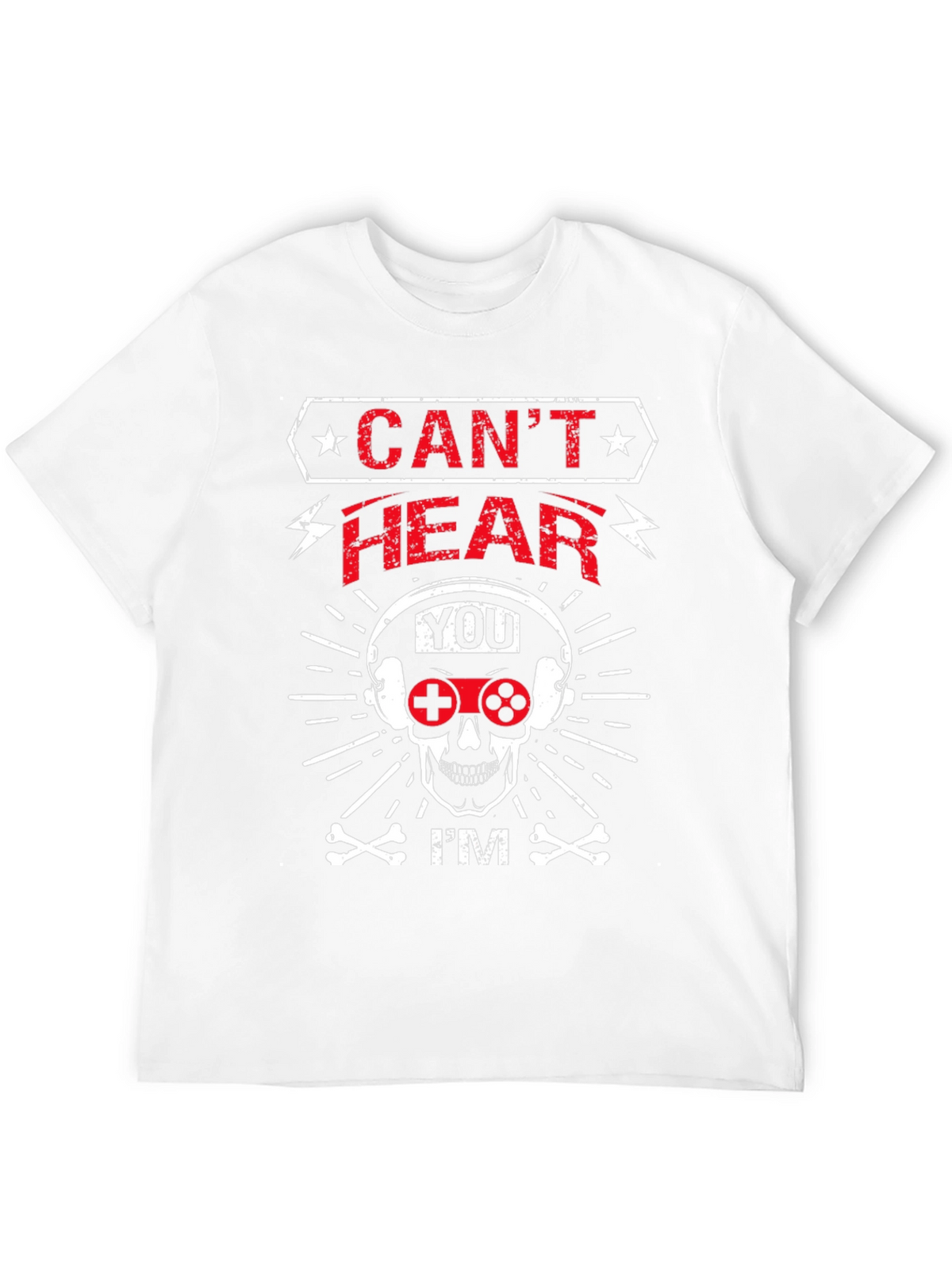 Cant Hear You Gamer Skull Graphic T-Shirt