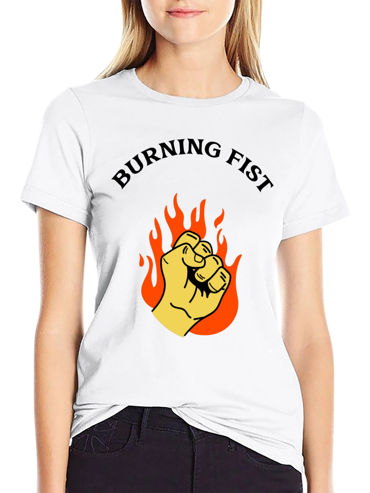 Burning Fist Graphic T-Shirt - Bold Statement Tee
