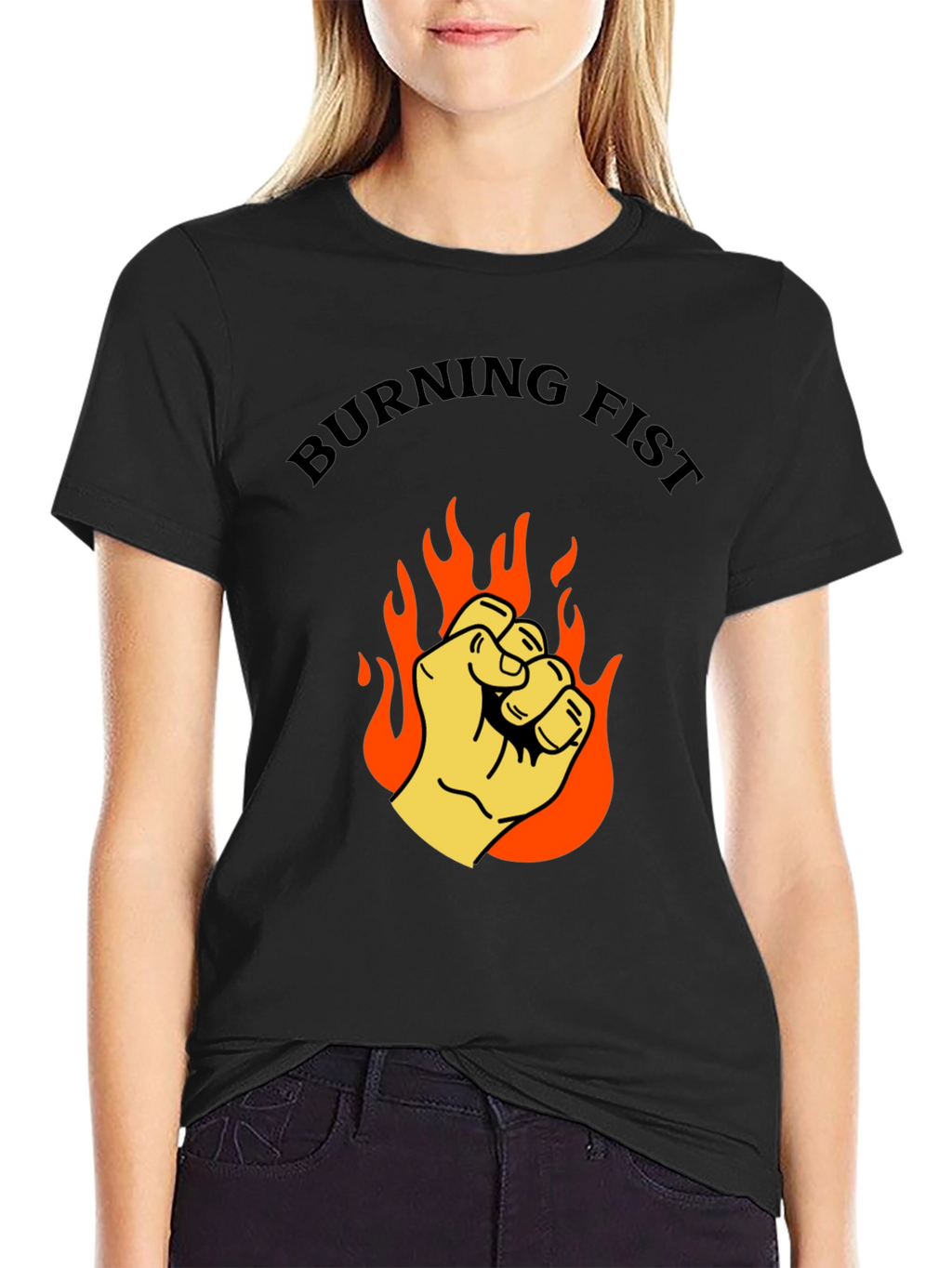 Burning Fist Graphic T-Shirt - Bold Statement Tee