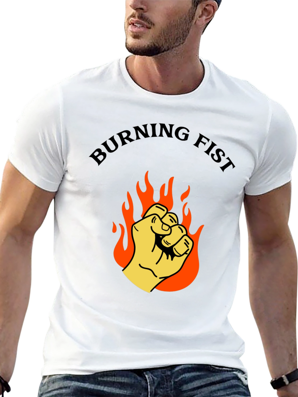 Burning Fist Graphic T-Shirt - Bold Statement Tee