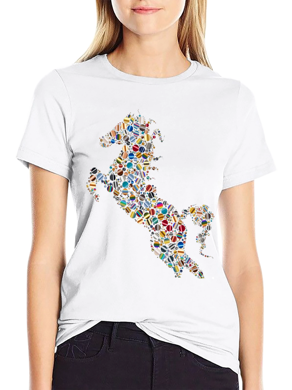 Abstract Horse Graphic T-Shirt - Stylish Black Tee