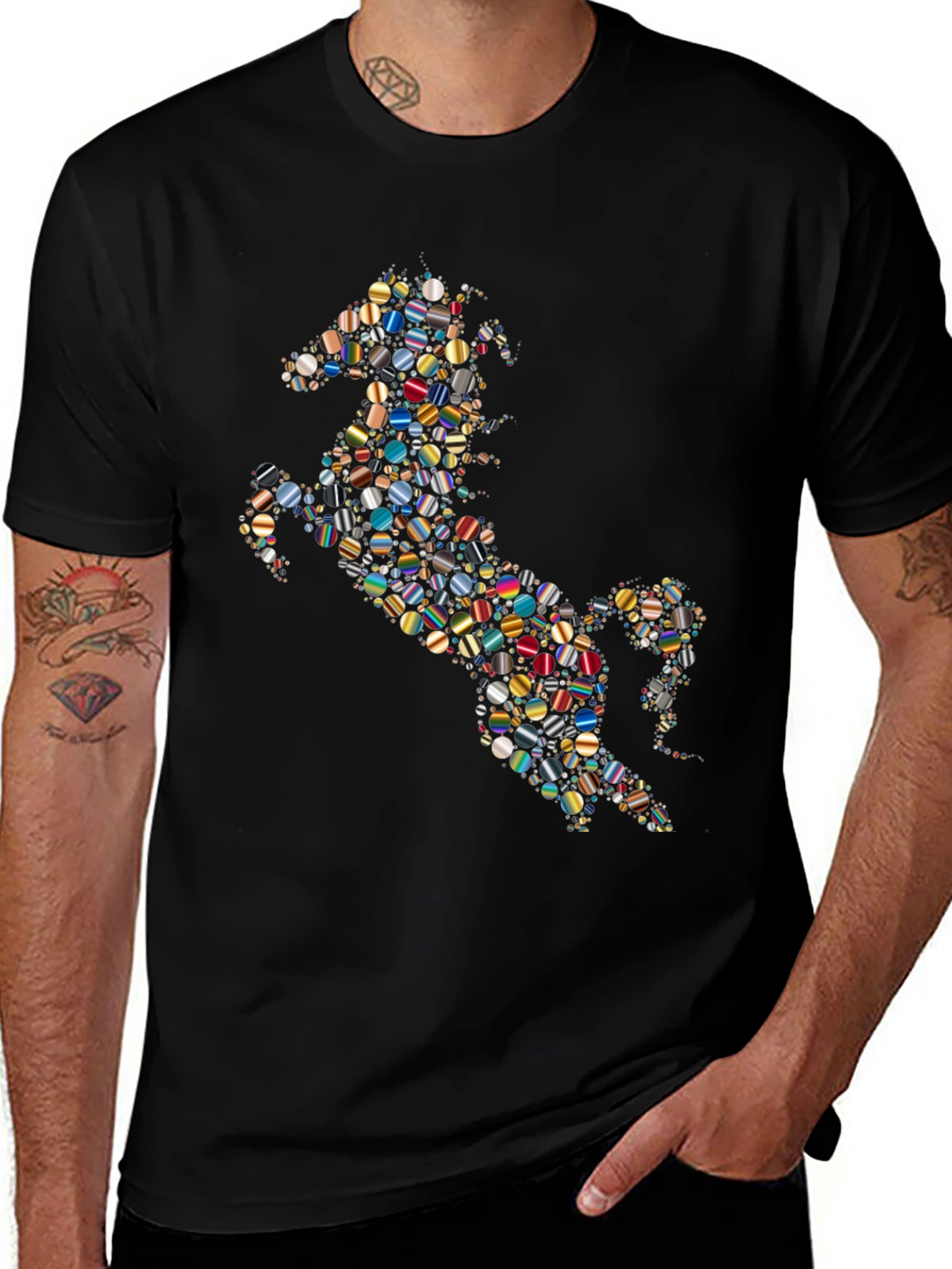 Abstract Horse Graphic T-Shirt - Stylish Black Tee