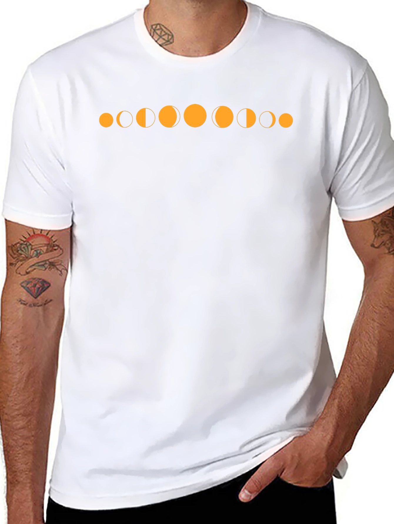 Lunar Phase Graphic Tee - Black Cotton T-Shirt